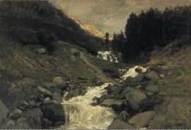 Charles-Francois Daubigny De waterval van de Mahoura, Cauterets. china oil painting image